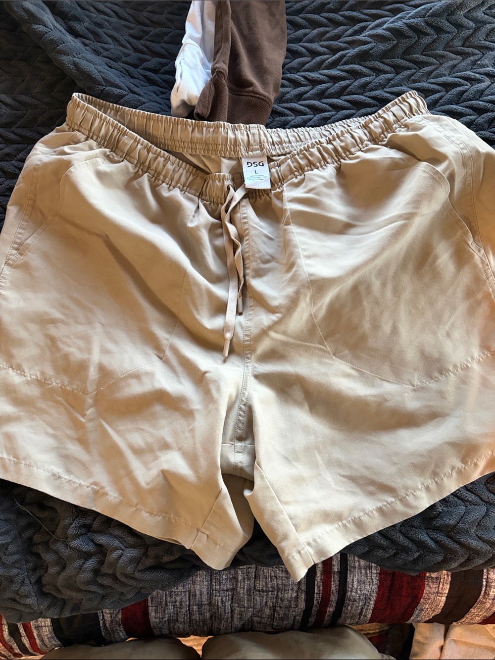 DSG Beige Athletic Drawstring Shorts 7 inch